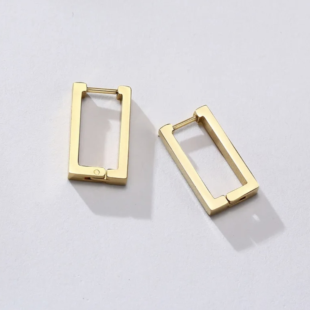 14k gold rectangle hoops